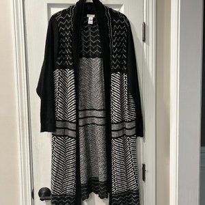 Black and white long sweater jacket from The Avenue (size 18/20)